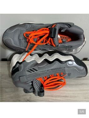 adidas women Gray Sneakers with Bright Orange Laces